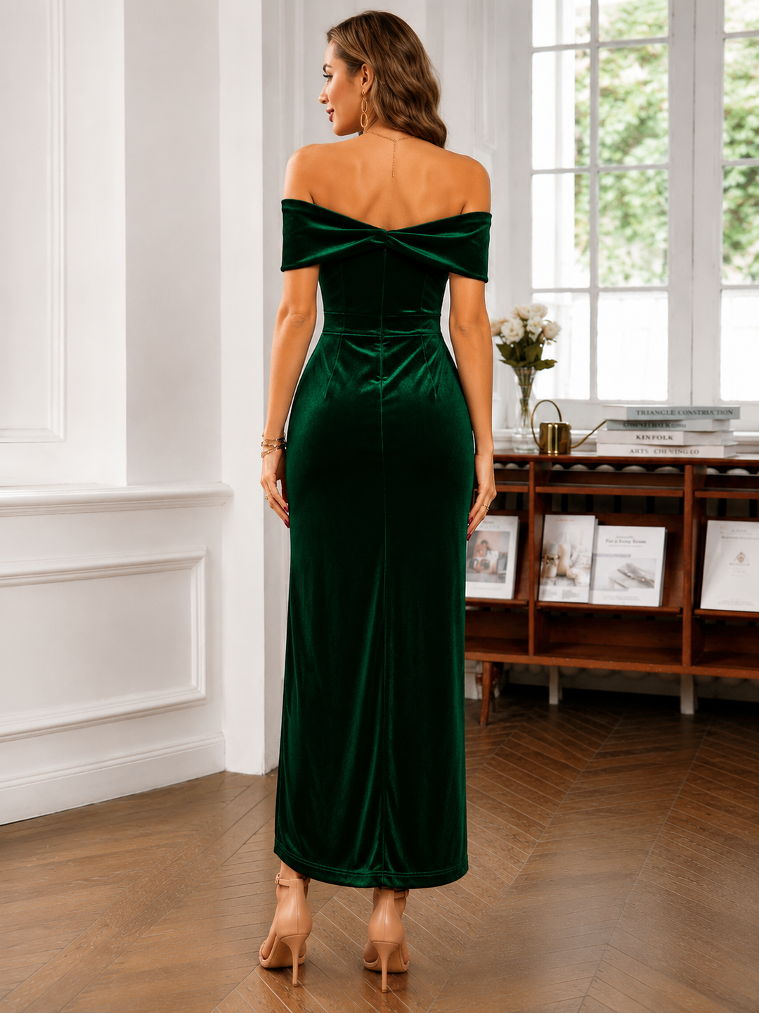 Elevate Your Style with Our Velvet Off-Shoulder Midi Dress