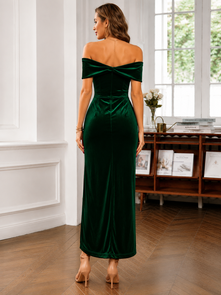 Elevate Your Style with Our Velvet Off-Shoulder Midi Dress
