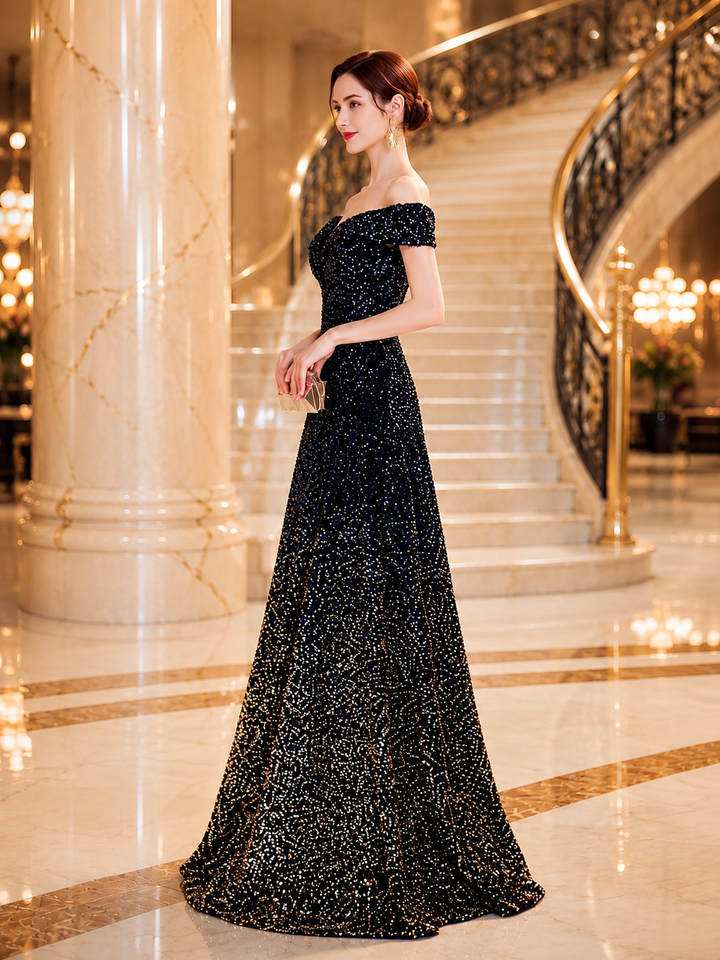 Midnight Blue Sequin Gown