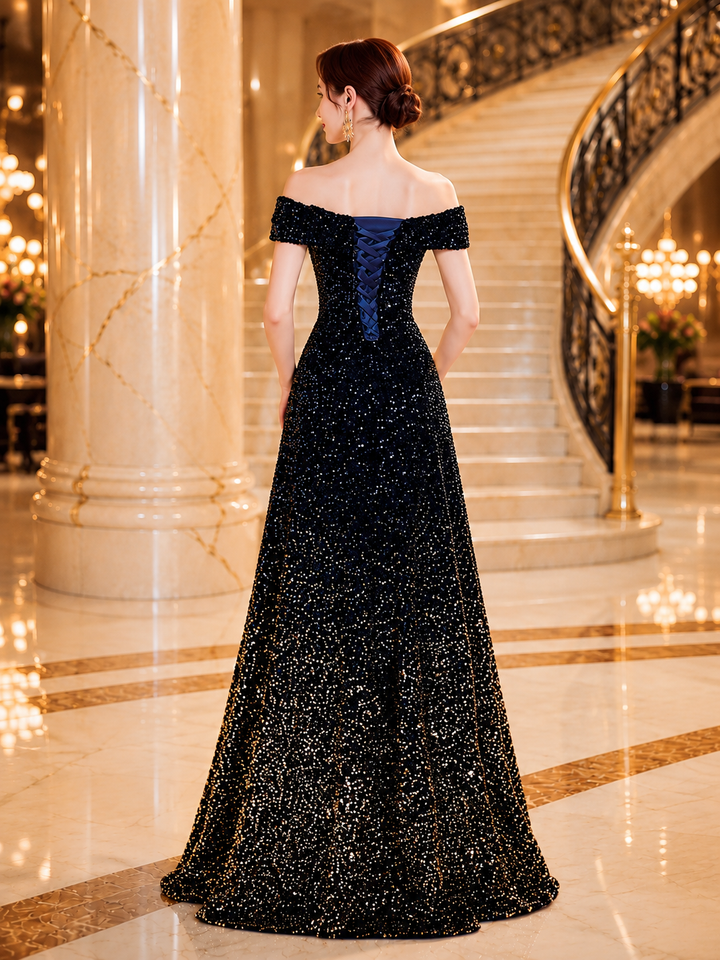 Midnight Blue Sequin Gown