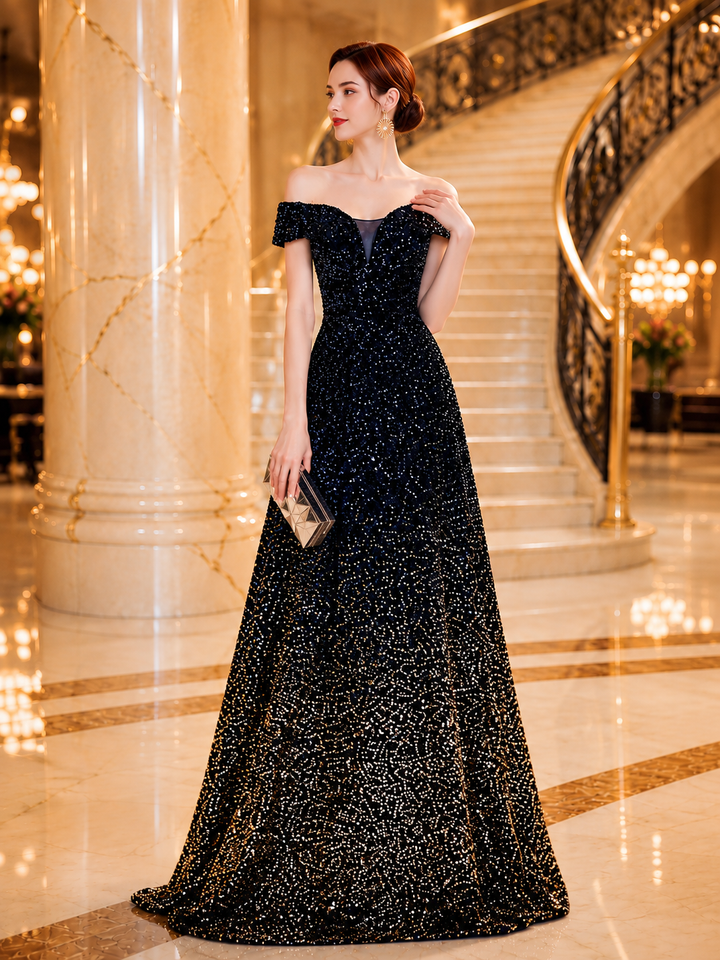 Midnight Blue Sequin Gown