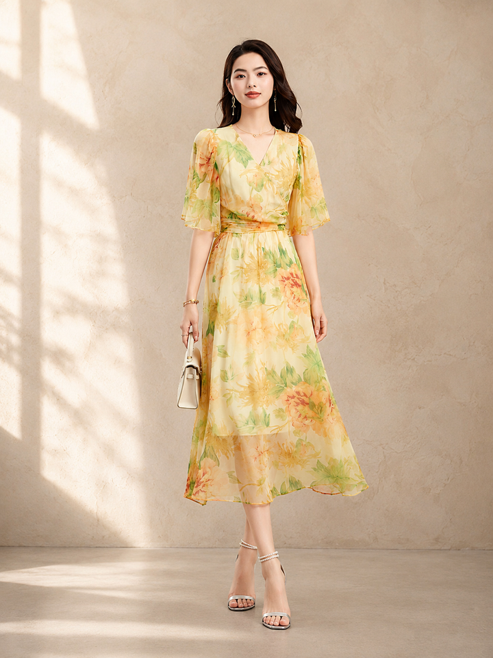Mulberry Silk Floral Maxi Dress