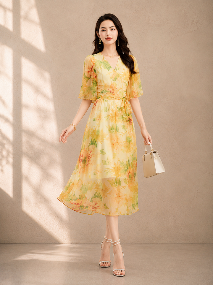 Mulberry Silk Floral Maxi Dress