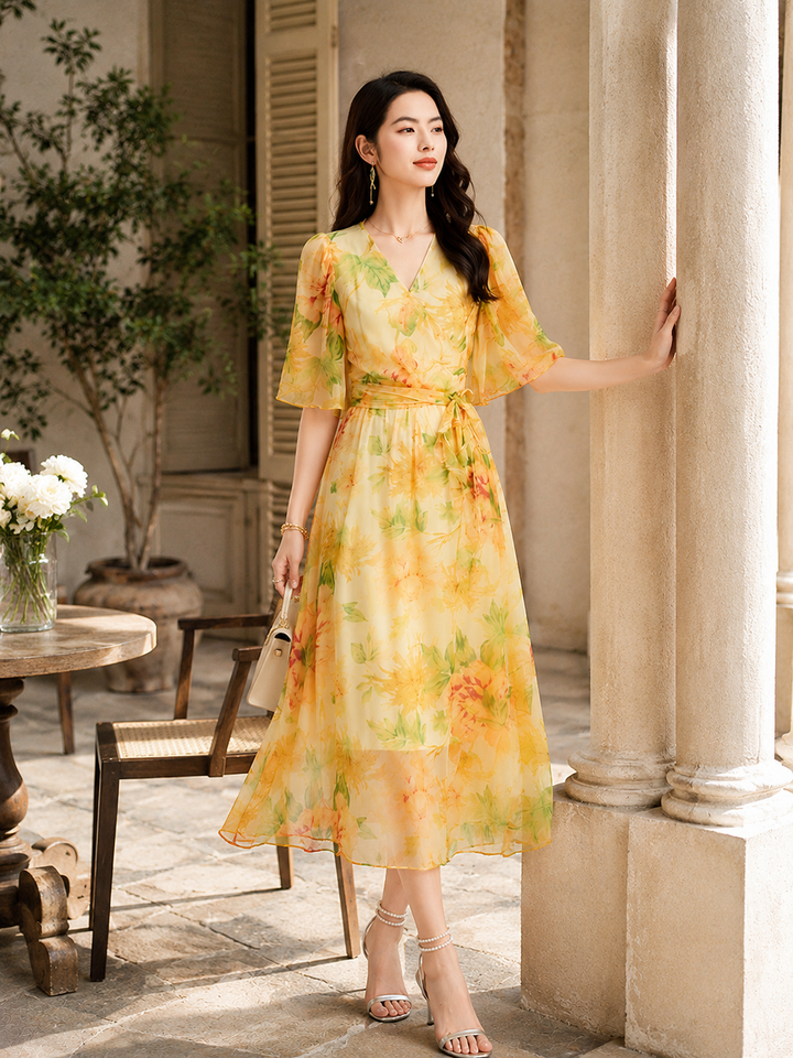 Mulberry Silk Floral Maxi Dress