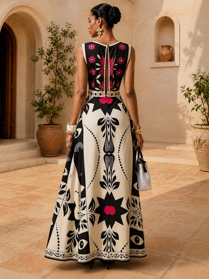 Bohemian Print Sleeveless Maxi Dress
