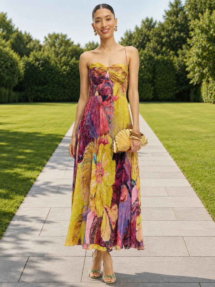 Floral Pleated Maxi Dress