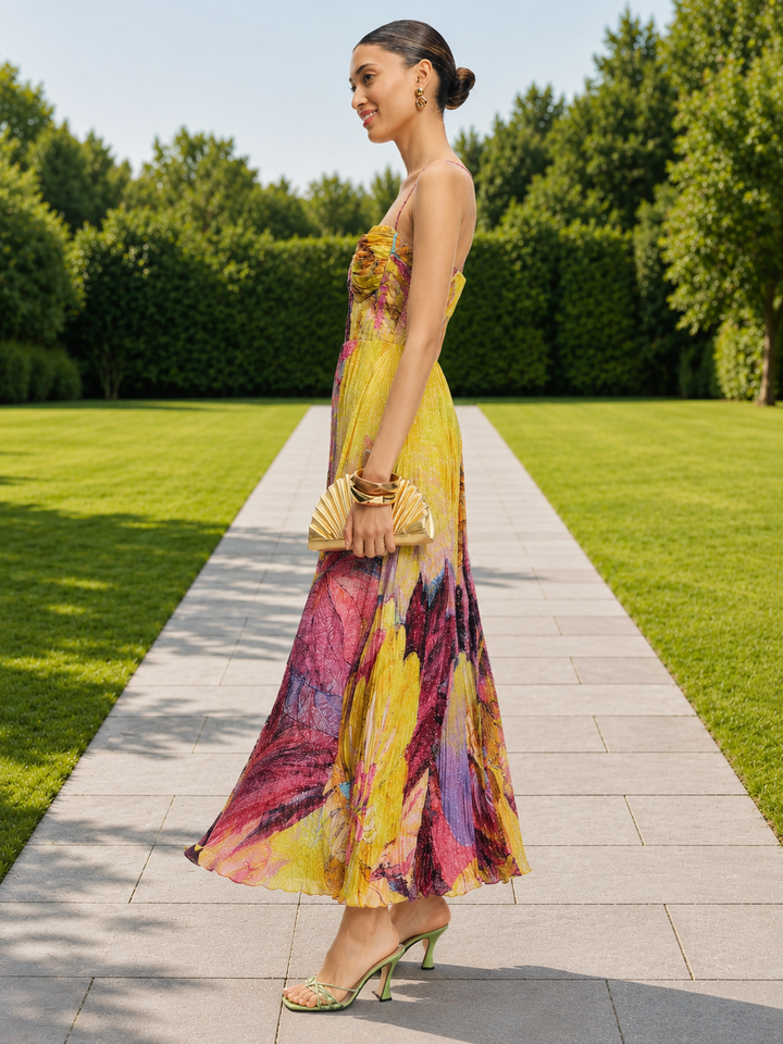 Floral Pleated Maxi Dress