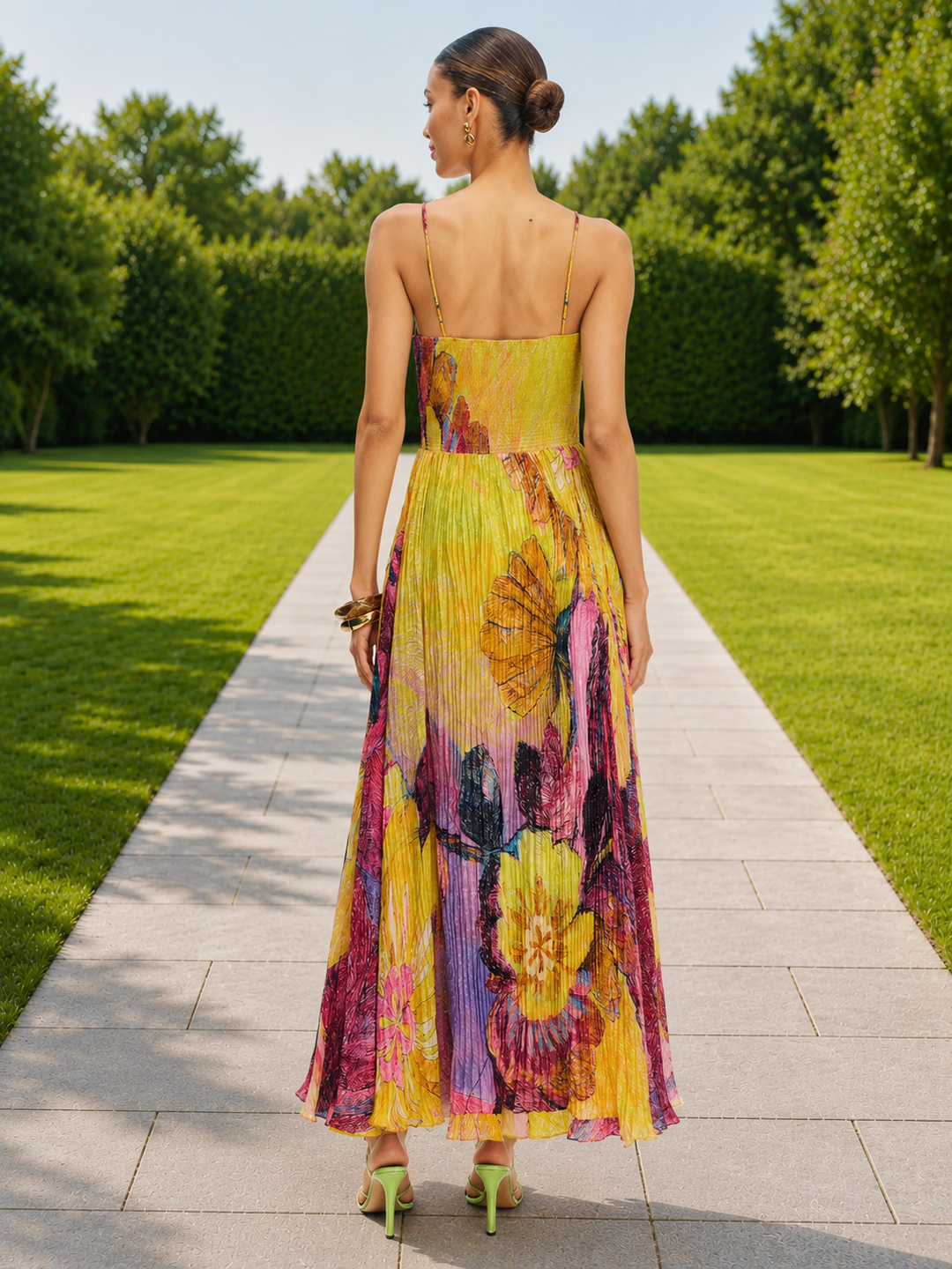 Floral Pleated Maxi Dress