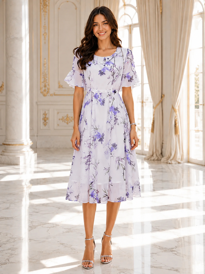 Floral Chiffon Midi Dress
