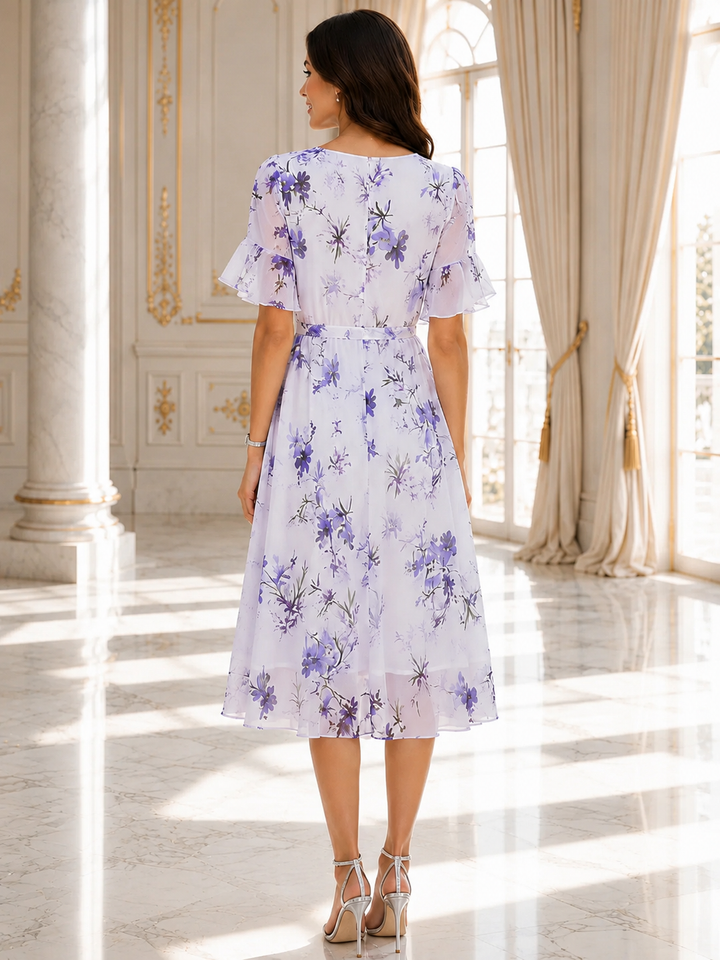 Floral Chiffon Midi Dress