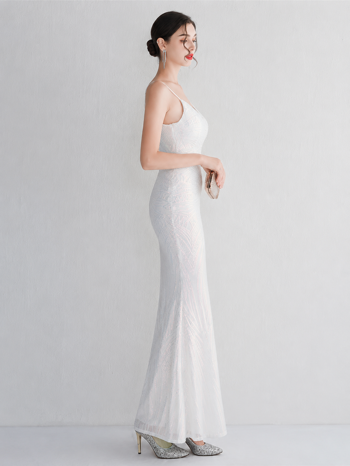 Sequin Deep V-Neck Maxi Dress