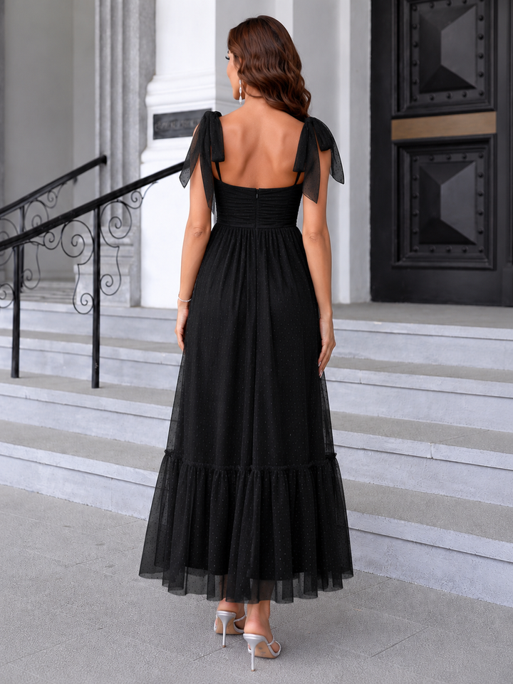 Tulle Midi Dress with a Ruffled Hem