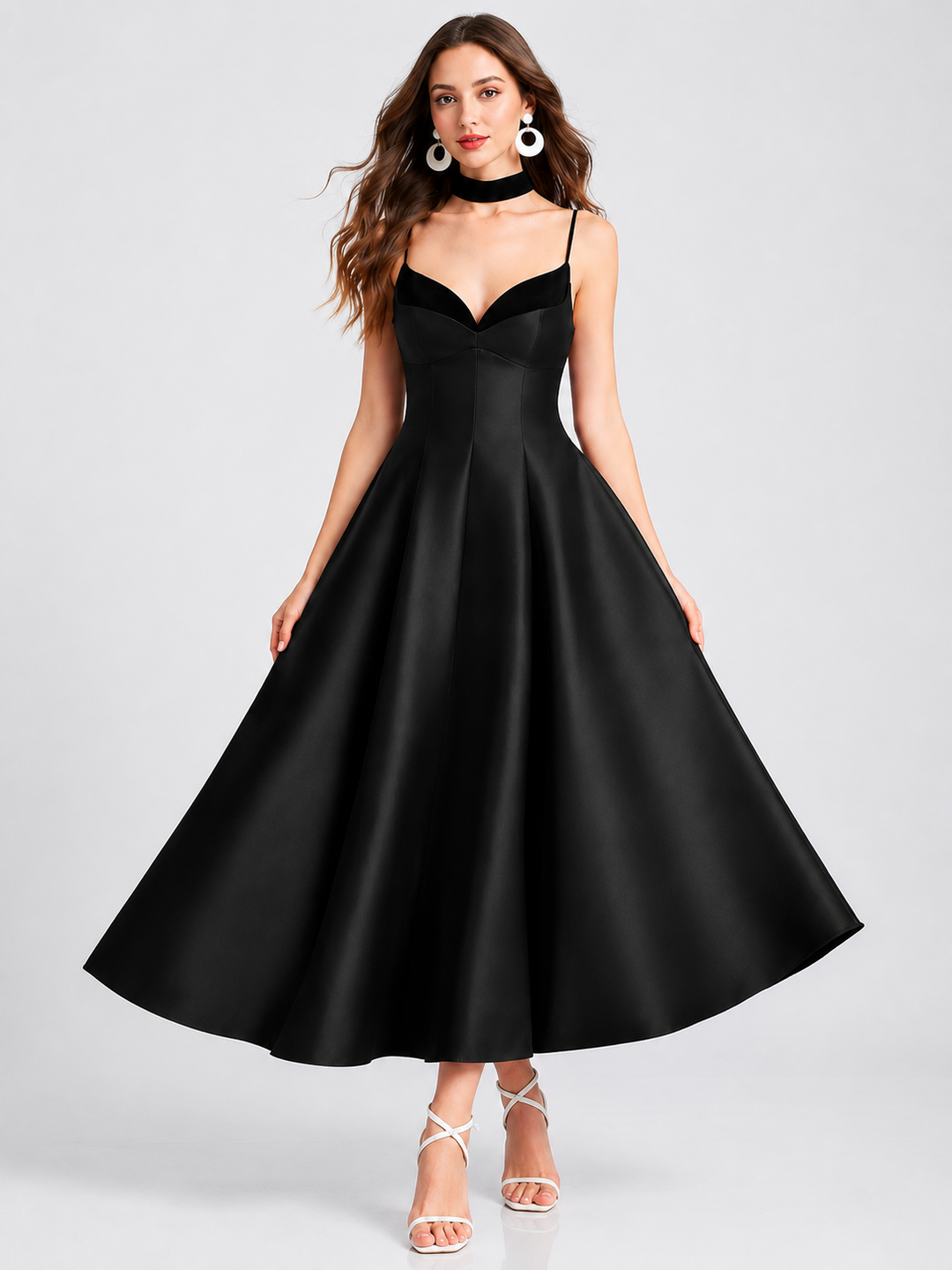 Sweetheart Flared Midi Dress