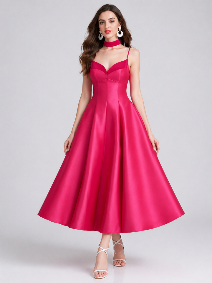 Sweetheart Flared Midi Dress