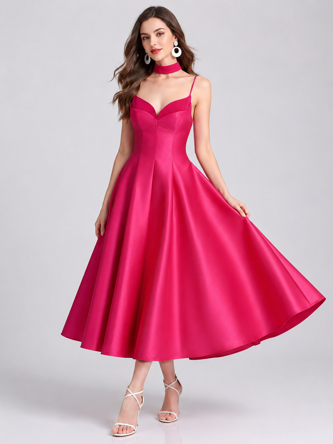 Sweetheart Flared Midi Dress