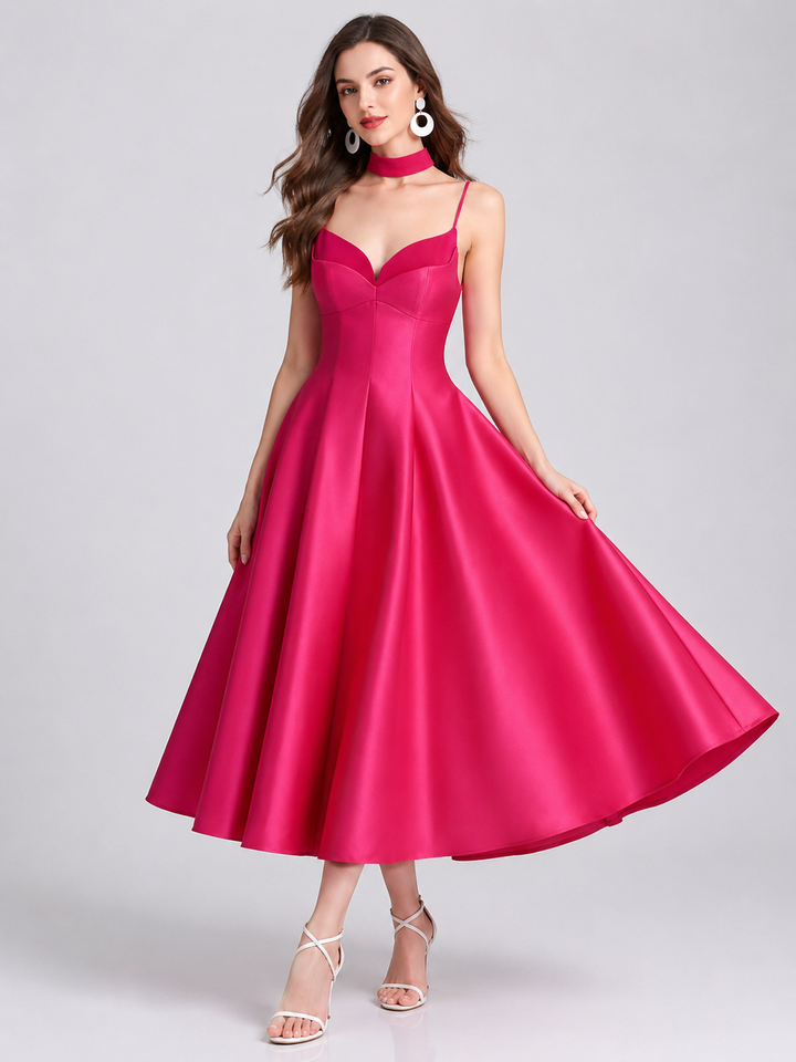 Sweetheart Flared Midi Dress