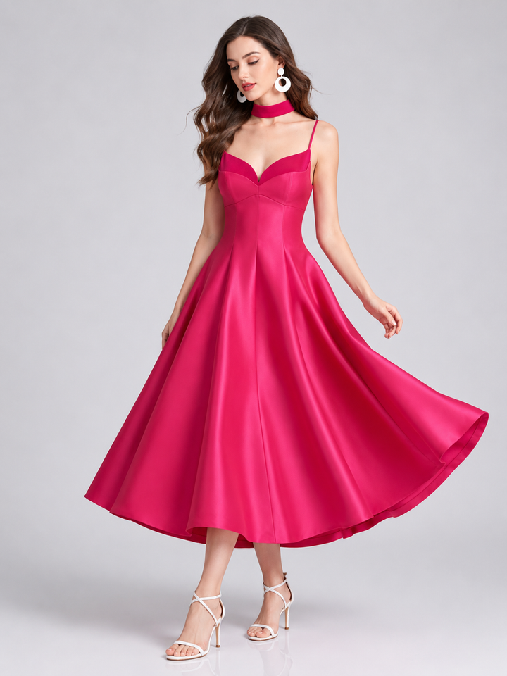 Sweetheart Flared Midi Dress