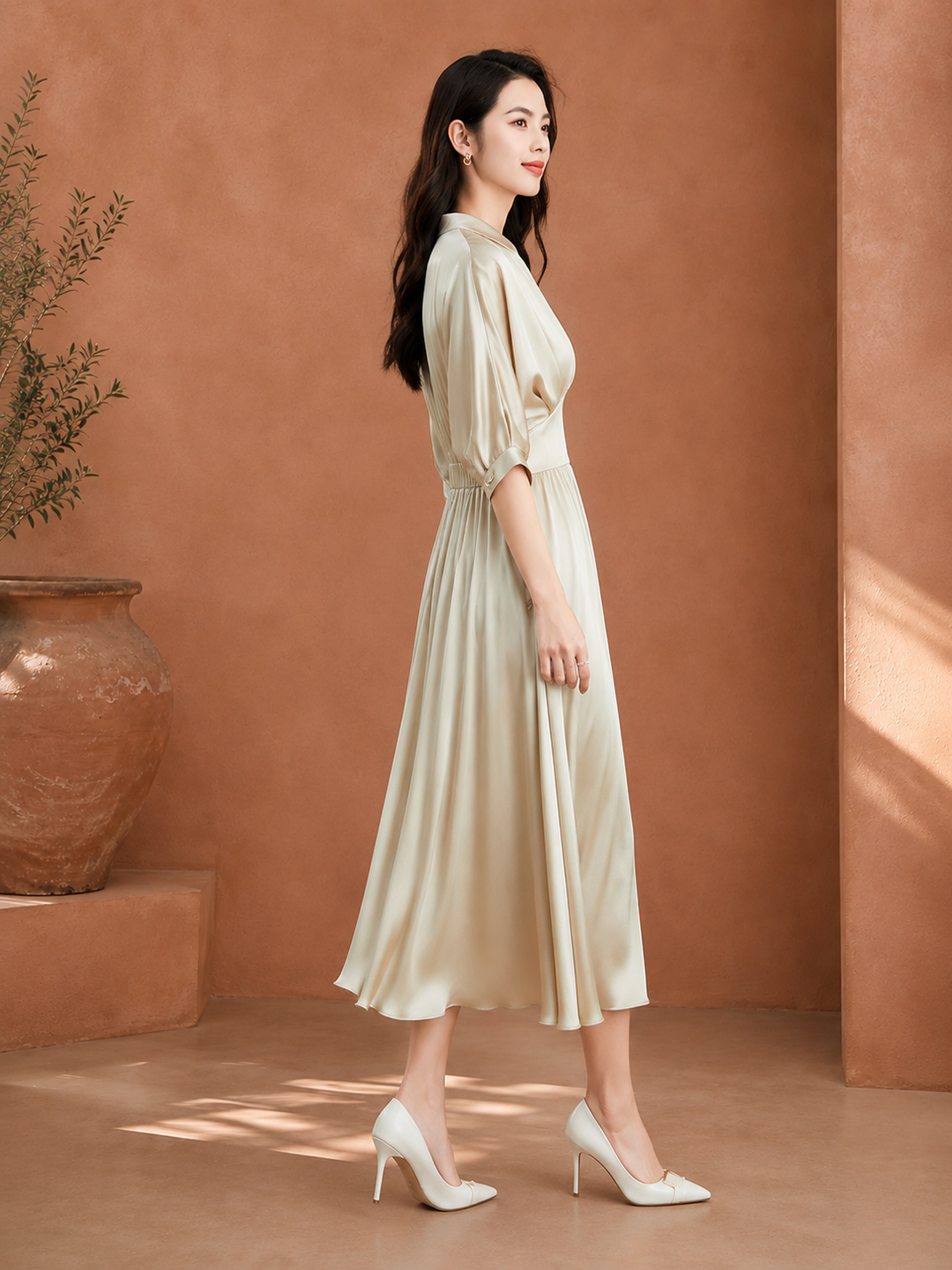 Elegant Silk Midi Dress