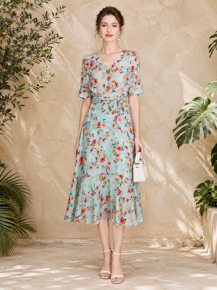 Fleur Floral Silk Dress