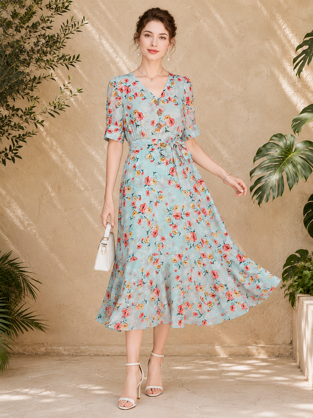 Fleur Floral Silk Dress