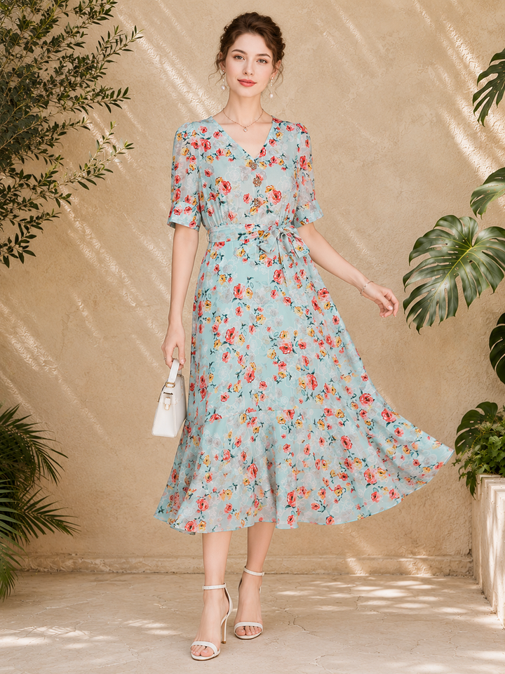 Fleur Floral Silk Dress