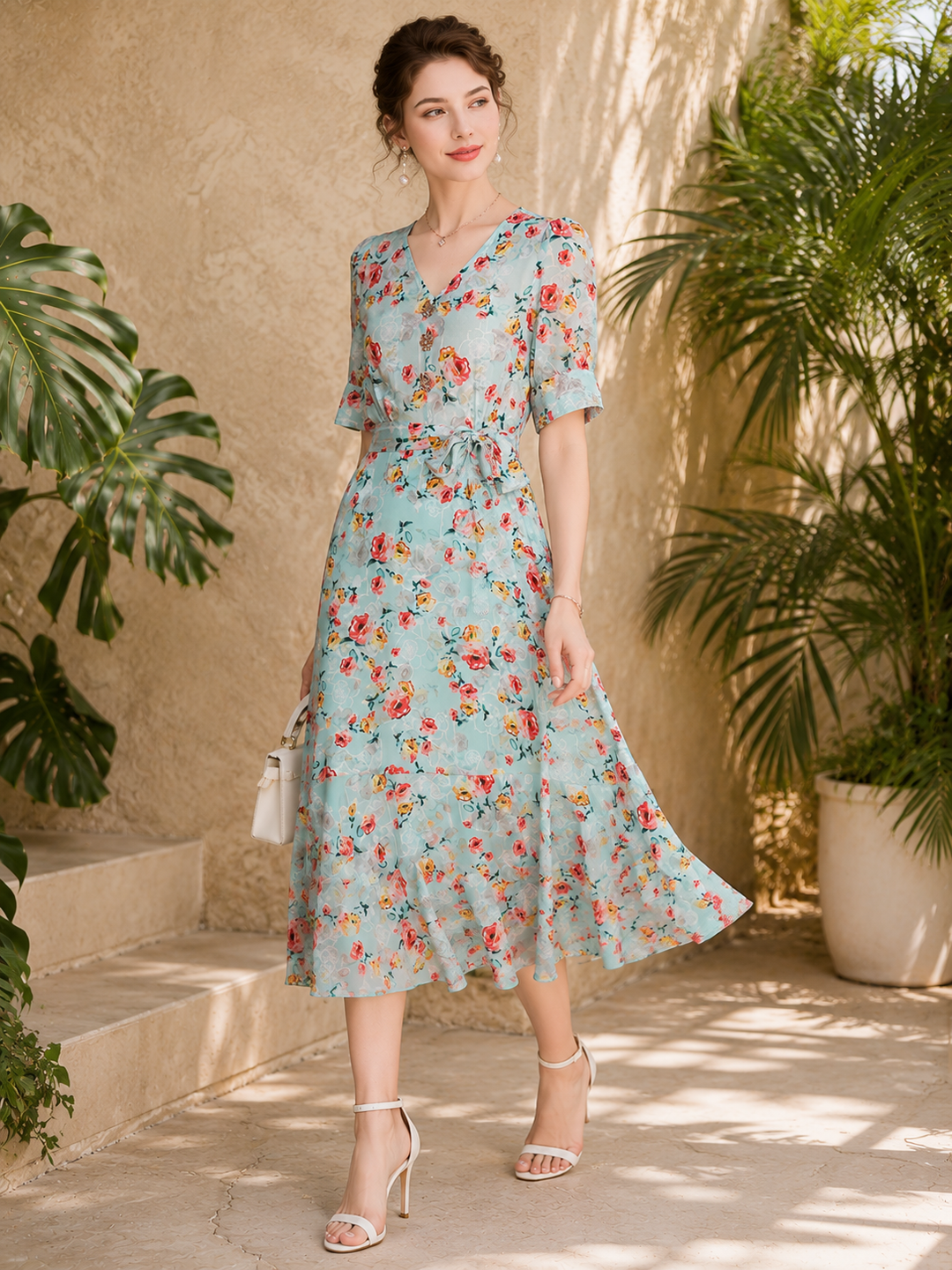 Fleur Floral Silk Dress