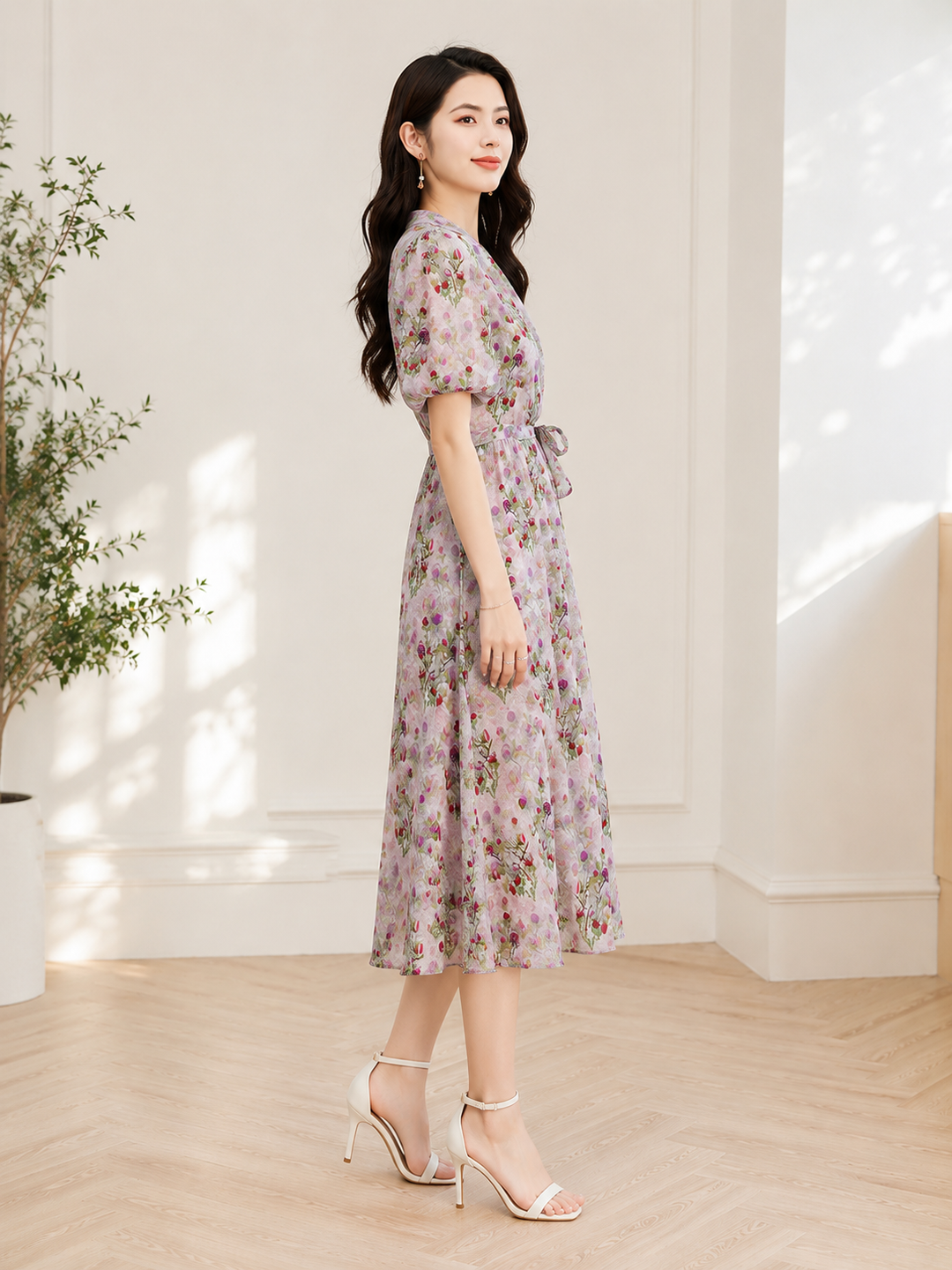 Lavender Blossom Silk Dress