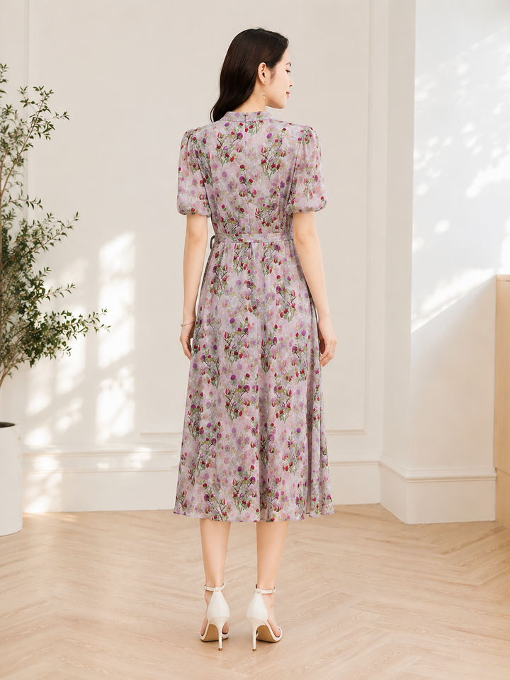 Lavender Blossom Silk Dress