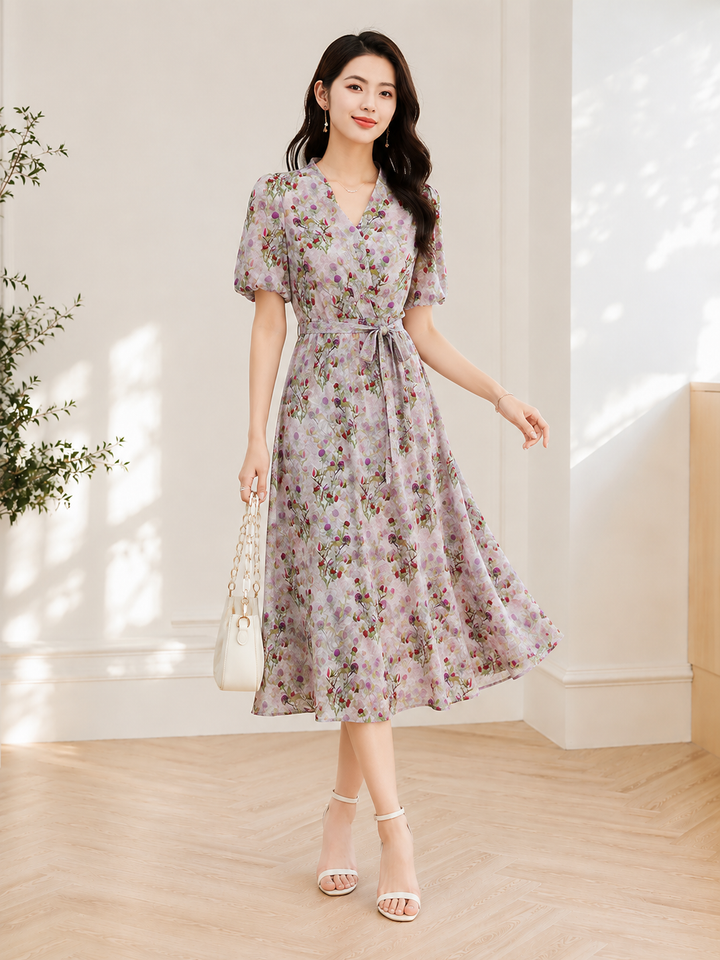 Lavender Blossom Silk Dress
