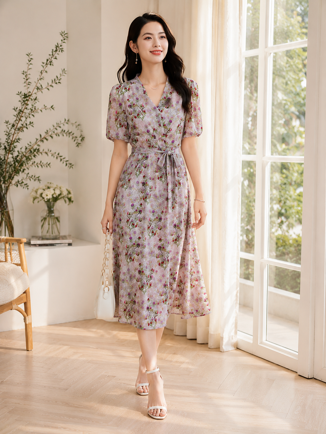 Lavender Blossom Silk Dress