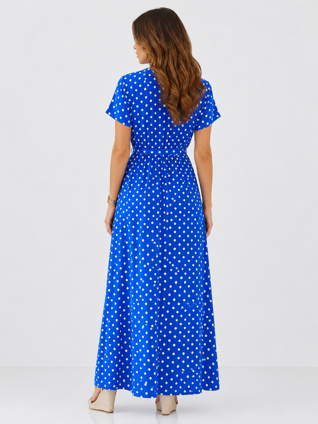 Polka Dot Maxi Dress with Slit