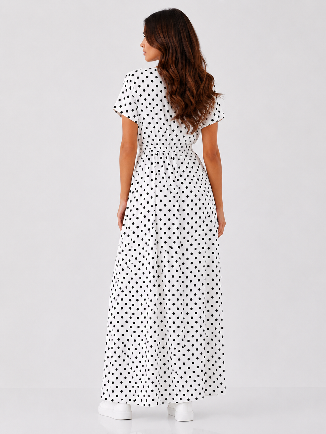 Polka Dot Maxi Dress with Slit