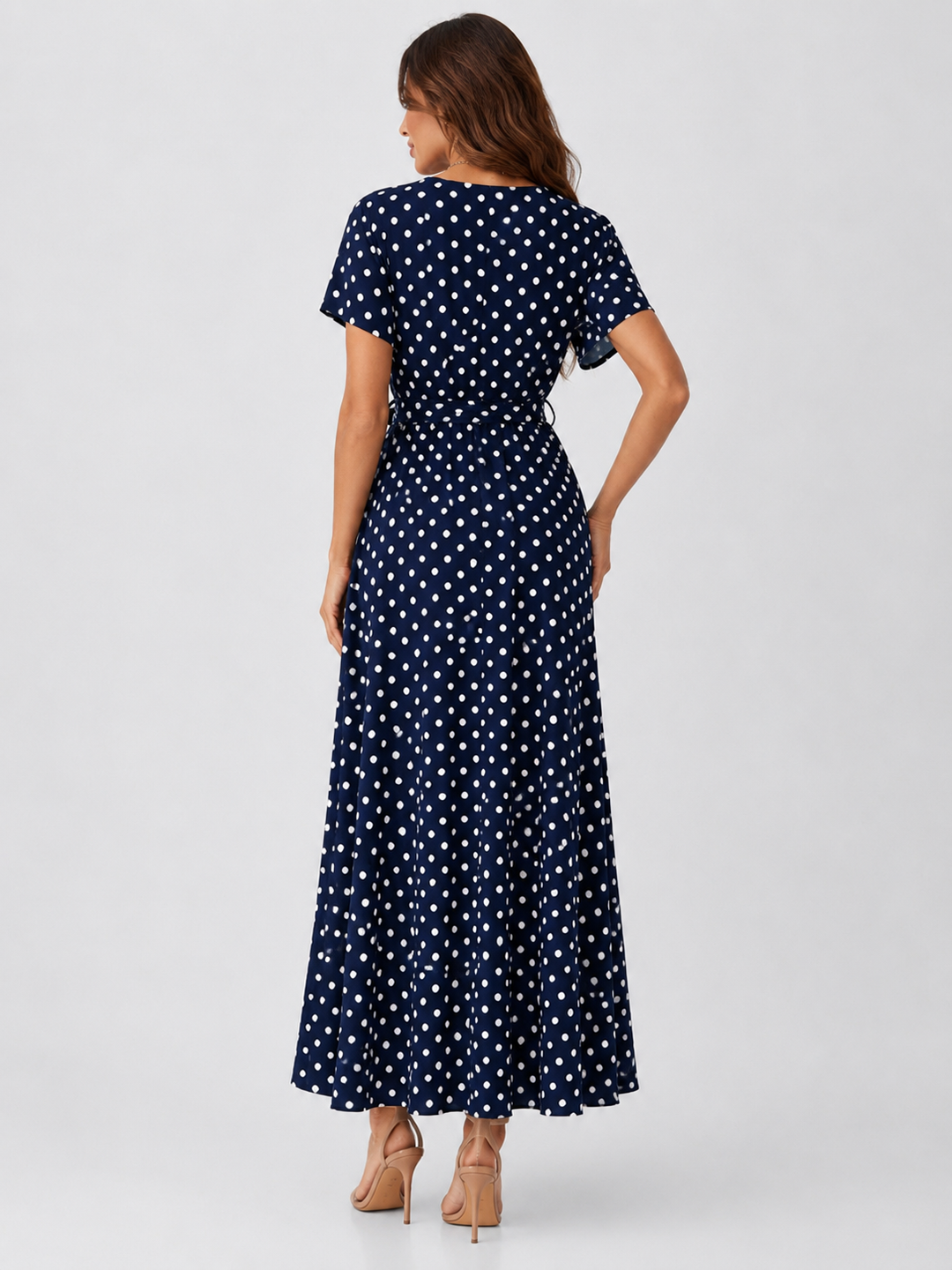 Polka Dot Maxi Dress with Slit
