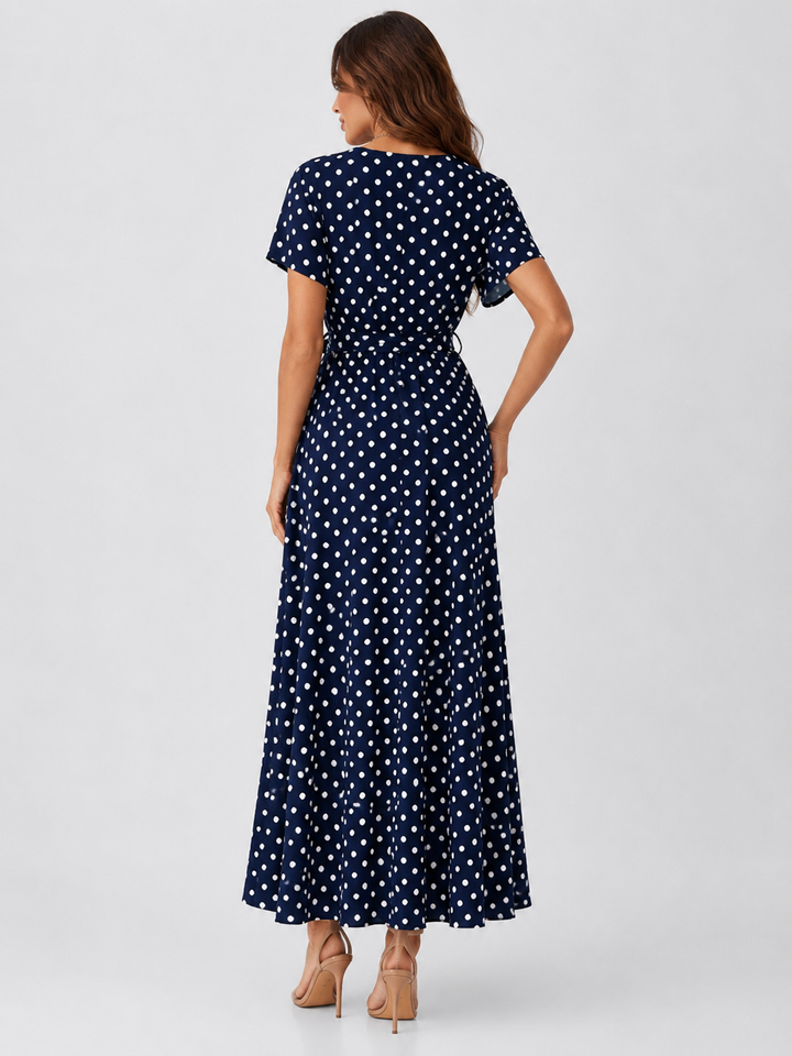 Polka Dot Maxi Dress with Slit