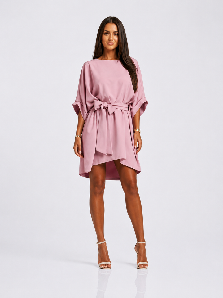 Tie Waist Batwing Sleeve Dress