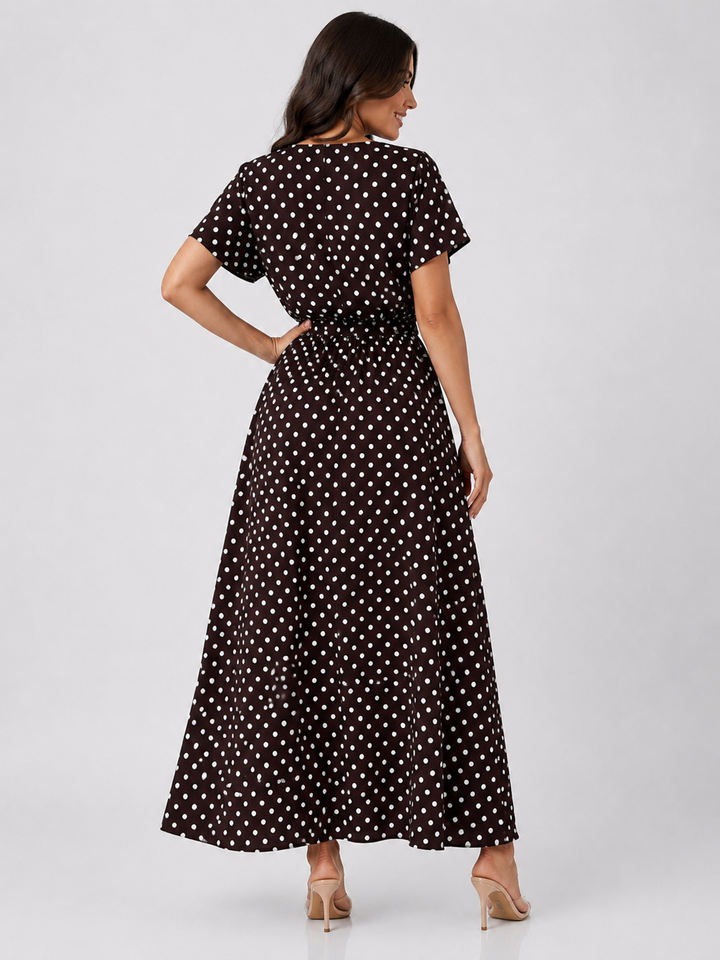 Polka Dot Maxi Dress with Slit