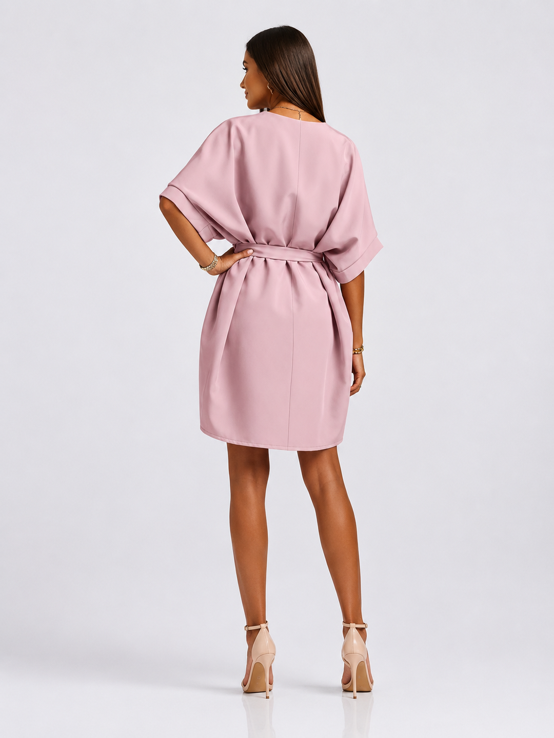 Tie Waist Batwing Sleeve Dress