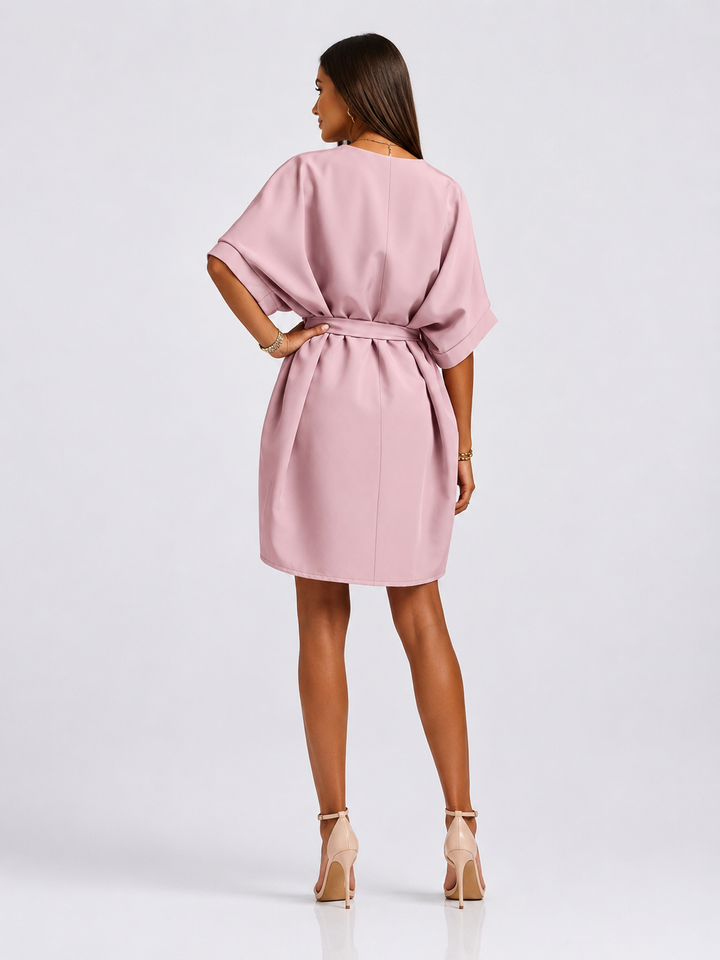 Tie Waist Batwing Sleeve Dress