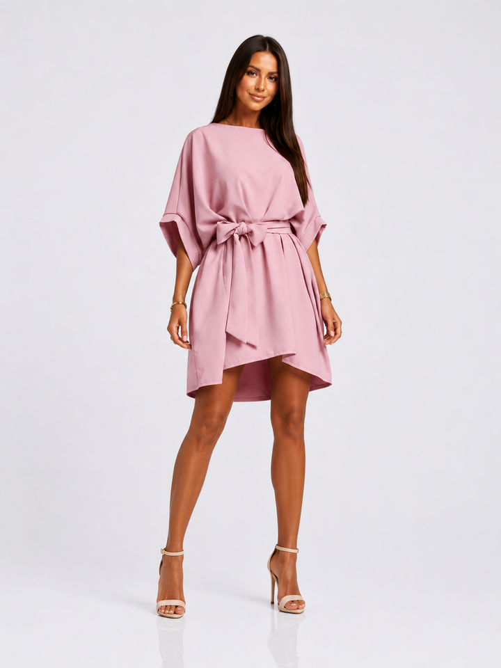 Tie Waist Batwing Sleeve Dress
