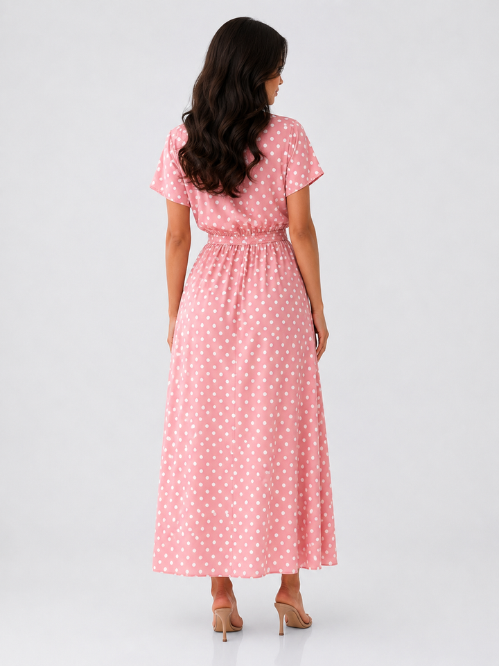 Polka Dot Maxi Dress with Slit