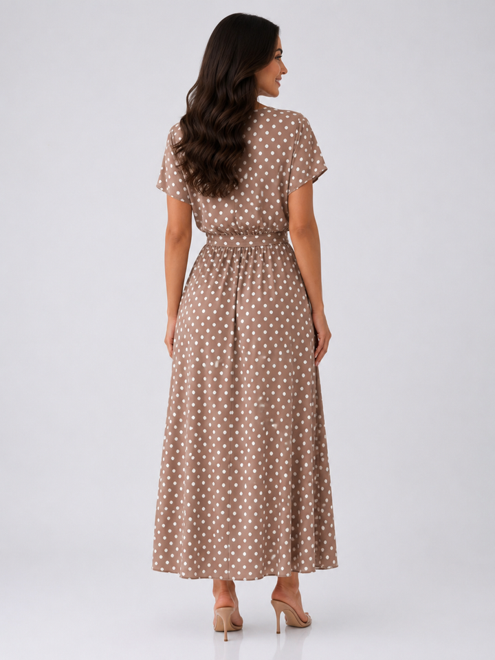 Polka Dot Maxi Dress with Slit