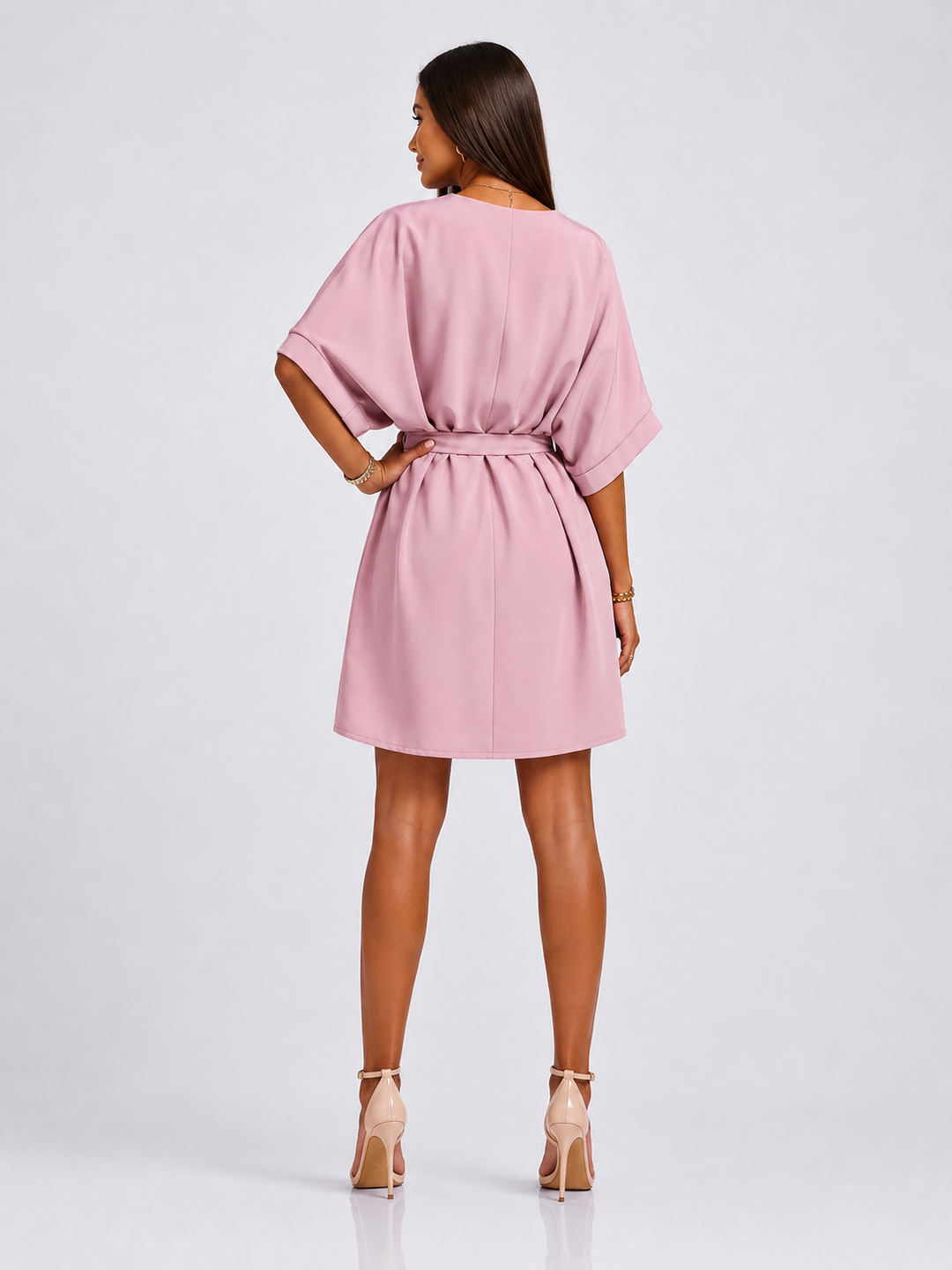 Tie Waist Batwing Sleeve Dress