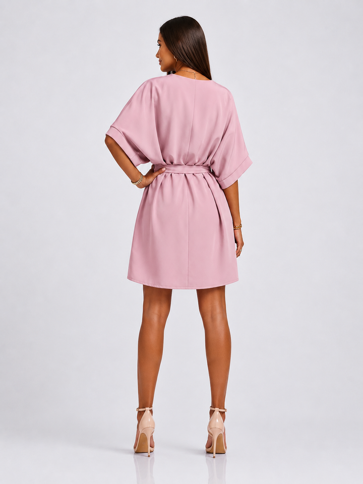 Tie Waist Batwing Sleeve Dress