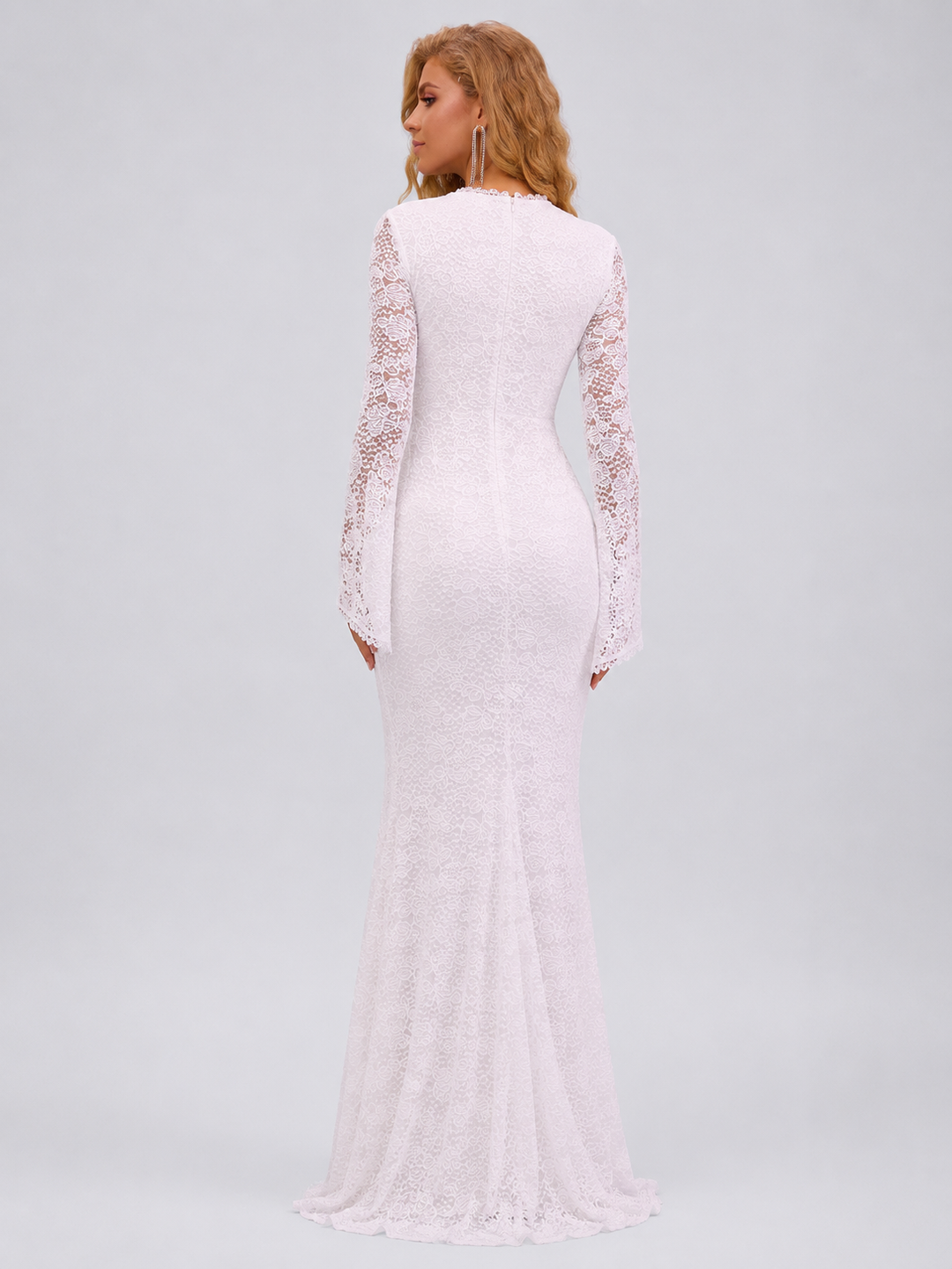 Lace Surplice Flare Sleeve Maxi Dress