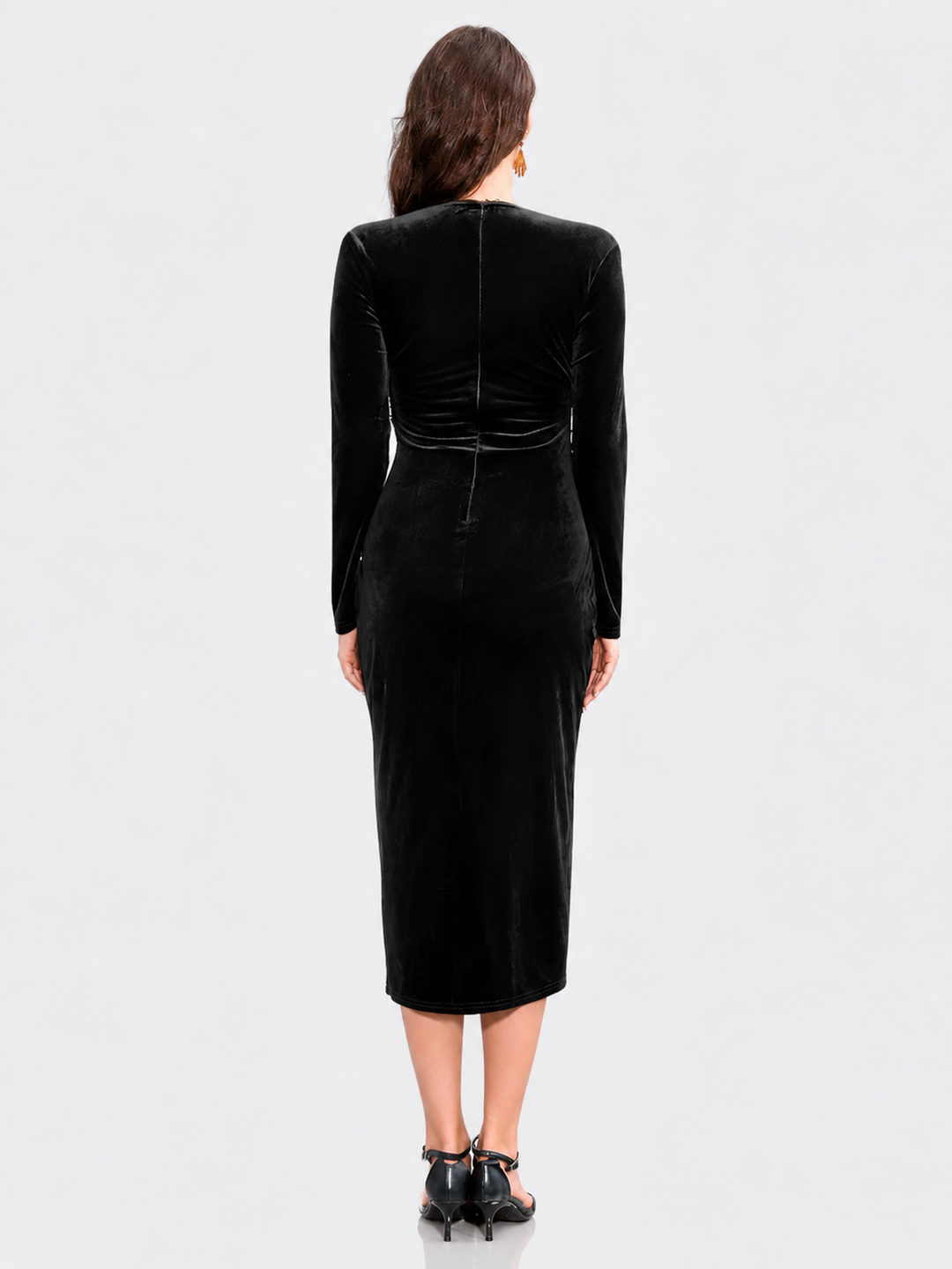 Ruched Slit Surplice Wrap Dress