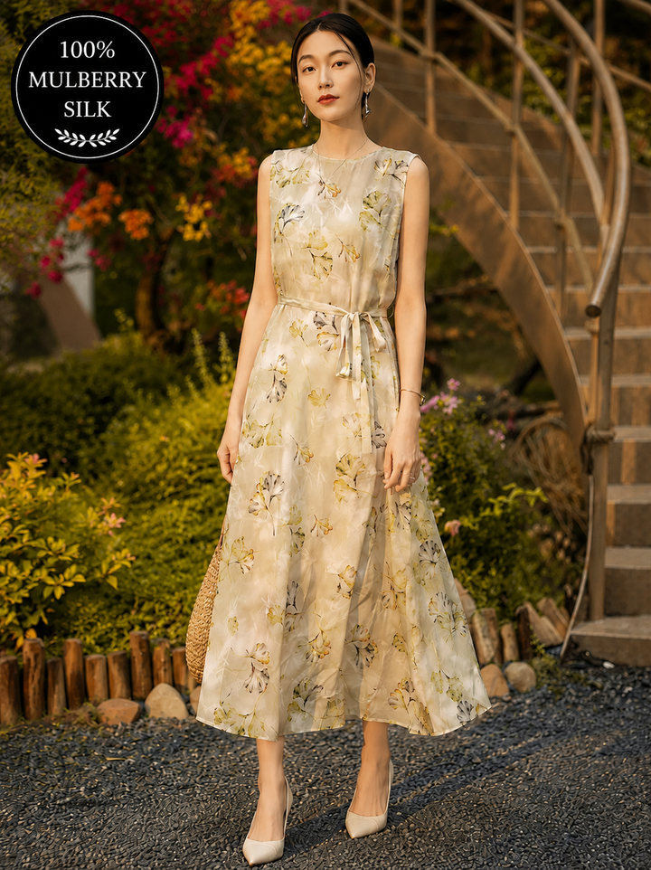Mulberry Silk Floral Maxi Dress