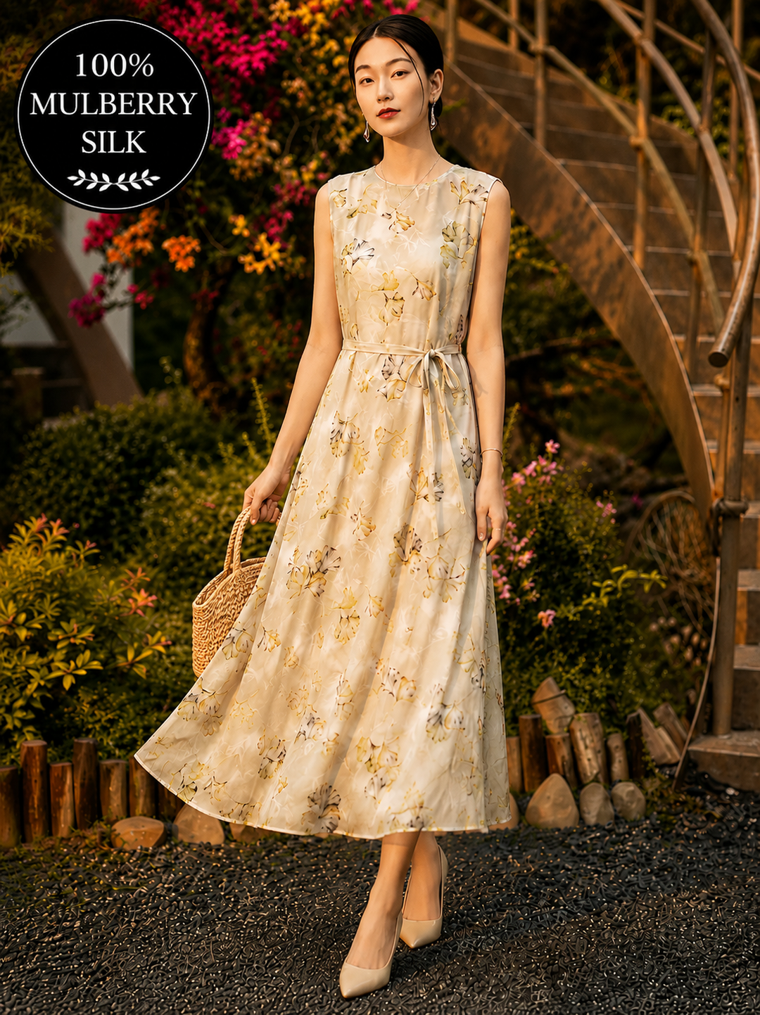 Mulberry Silk Floral Maxi Dress