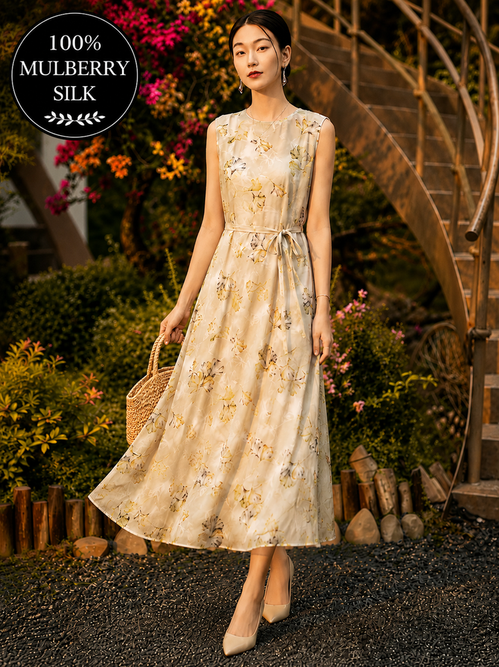 Mulberry Silk Floral Maxi Dress