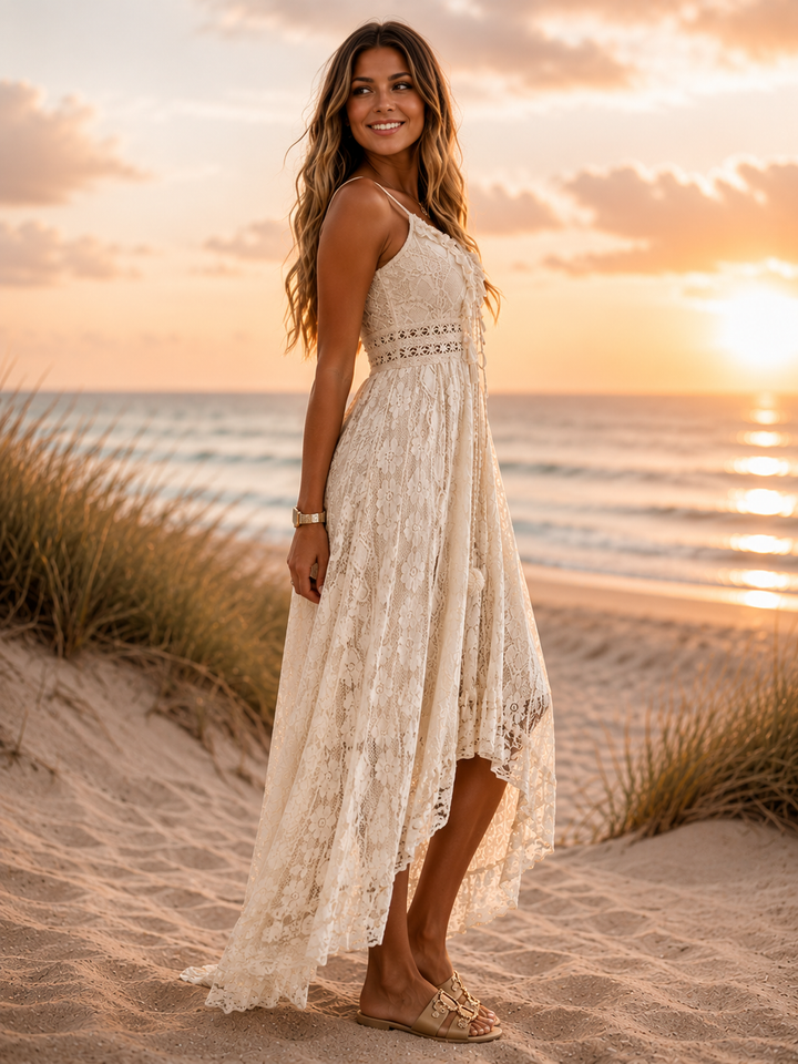 Bohemian Lace High-Low Maxi Dress