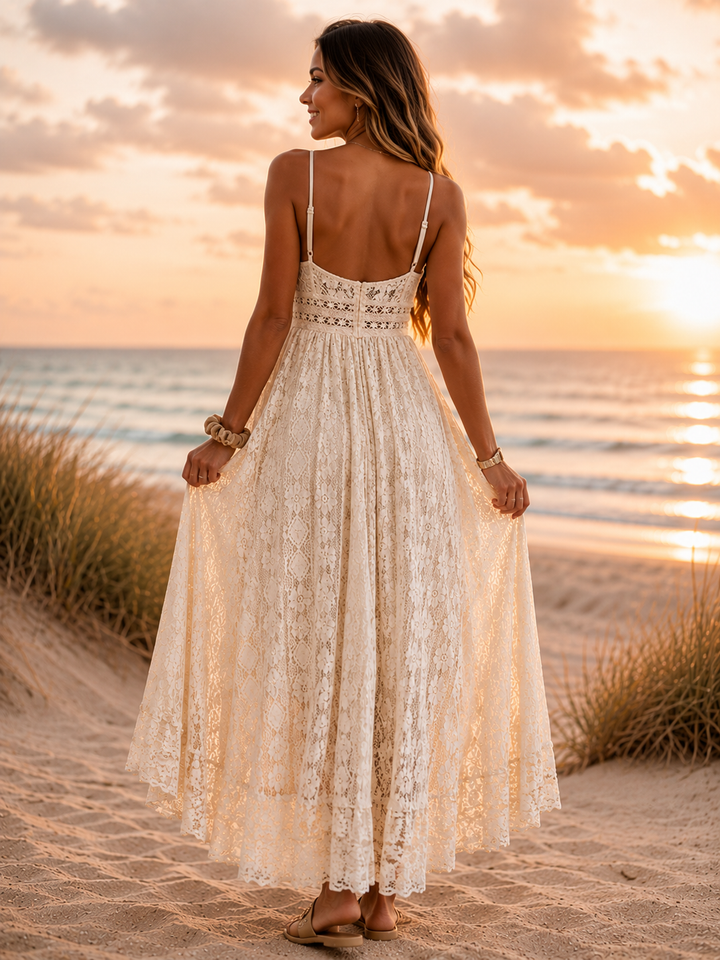 Bohemian Lace High-Low Maxi Dress